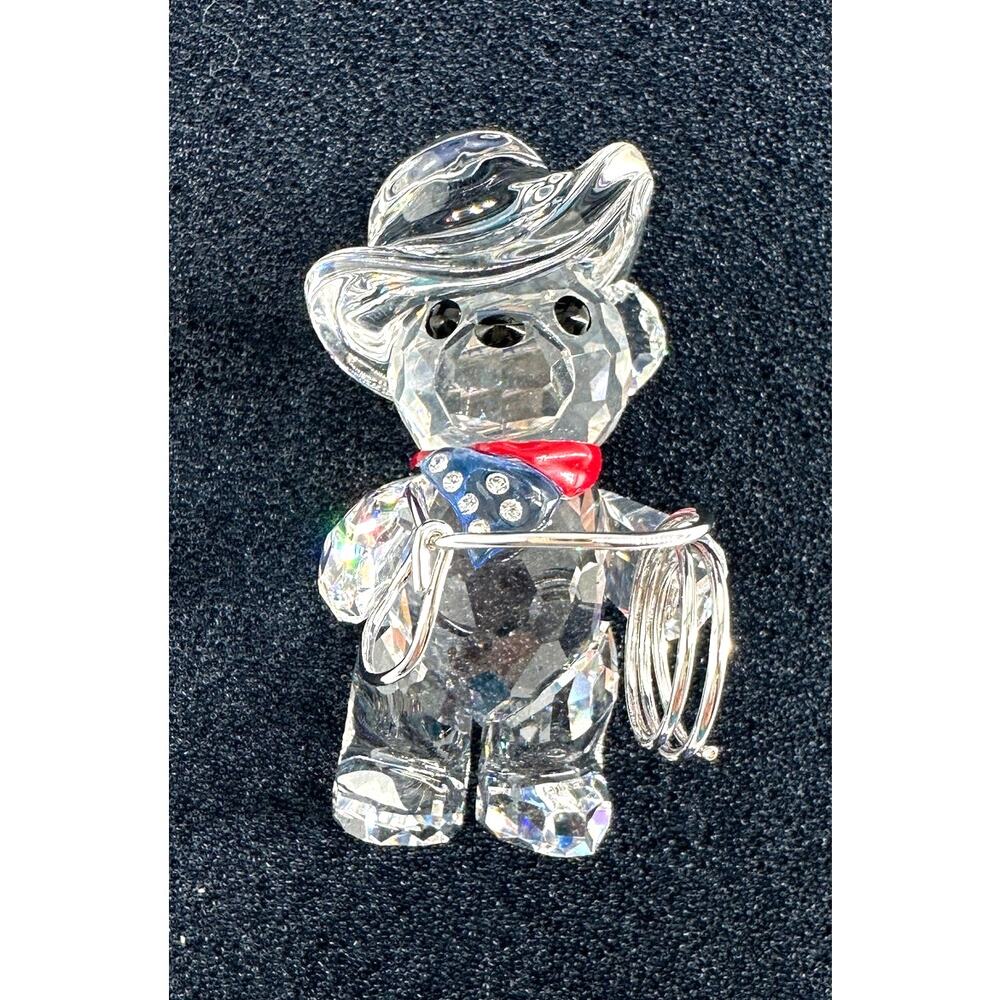 Swarovski Johnny Kris Bear Cowboy Crystal Figurine Retired 883413 Box COA
